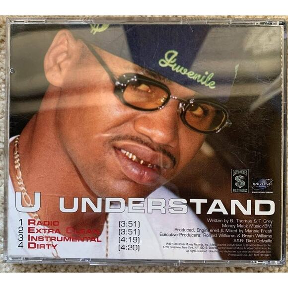 Juvenile U Understand Single CD Cash Money Record Radio Clean Instrumental Dirty - Picture 2 of 4